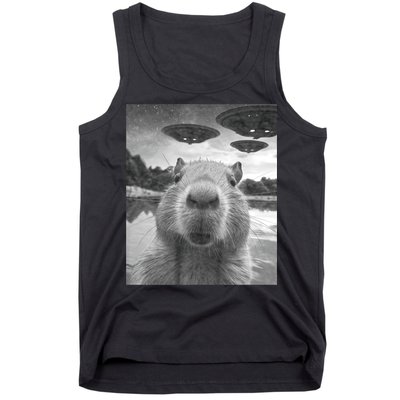Funny Graphic Capybara Selfie With Ufos Weird Tank Top