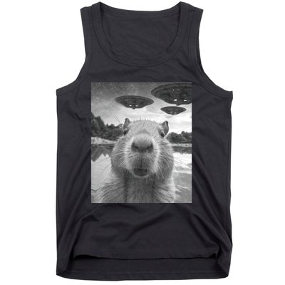 Funny Graphic Capybara Selfie With Ufos Weird Tank Top