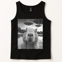 Funny Graphic Capybara Selfie With Ufos Weird Tank Top