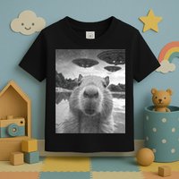 Funny Graphic Capybara Selfie With Ufos Weird Toddler T-Shirt