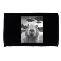 Funny Graphic Capybara Selfie With Ufos Weird Microfiber Hand Towel