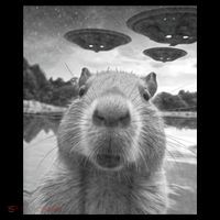 Funny Graphic Capybara Selfie With Ufos Weird Wool Snapback Cap