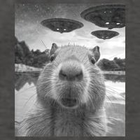 Funny Graphic Capybara Selfie With Ufos Weird Vector Backpack