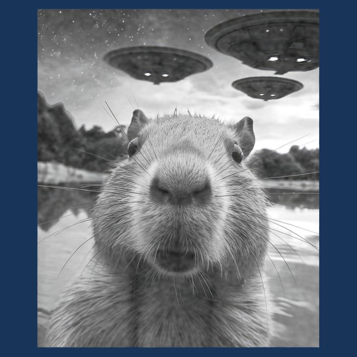 Funny Graphic Capybara Selfie With Ufos Weird Infant Baby Jersey Bodysuit