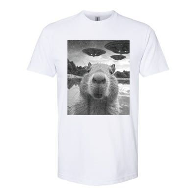 Funny Graphic Capybara Selfie With Ufos Weird Softstyle® CVC T-Shirt