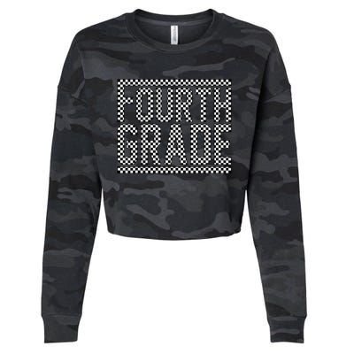 Fourth Grade Checkered 4th Grade Teacher Back To School Cropped Pullover Crew