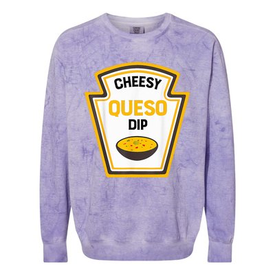 Funny Group Condiments Halloween Costume Cheesy Queso Dip Colorblast Crewneck Sweatshirt