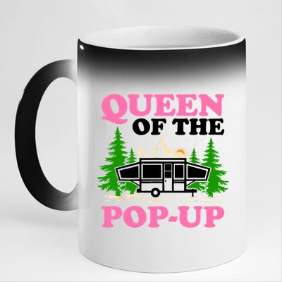 Funny Gift Camping Queen Of The Pop Up Camper Gift 11oz Black Color Changing Mug