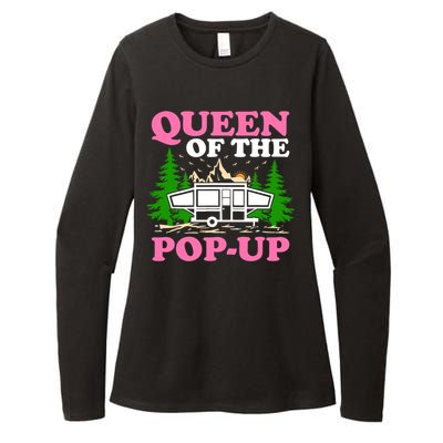 Funny Gift Camping Queen Of The Pop Up Camper Gift Womens CVC Long Sleeve Shirt