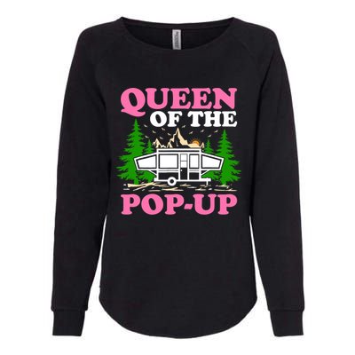 Funny Gift Camping Queen Of The Pop Up Camper Gift Womens California Wash Sweatshirt