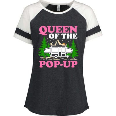 Funny Gift Camping Queen Of The Pop Up Camper Gift Enza Ladies Jersey Colorblock Tee