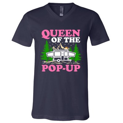 Funny Gift Camping Queen Of The Pop Up Camper Gift V-Neck T-Shirt