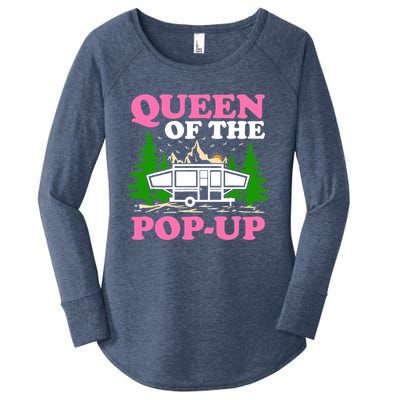 Funny Gift Camping Queen Of The Pop Up Camper Gift Women's Perfect Tri Tunic Long Sleeve Shirt