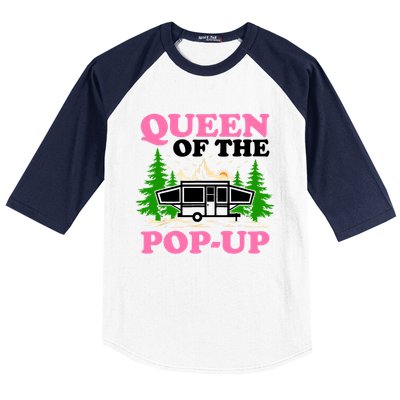 Funny Gift Camping Queen Of The Pop Up Camper Gift Baseball Sleeve Shirt