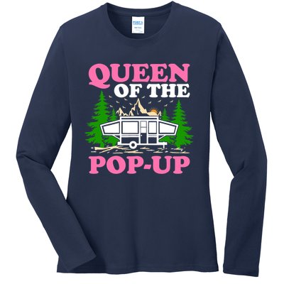 Funny Gift Camping Queen Of The Pop Up Camper Gift Ladies Long Sleeve Shirt