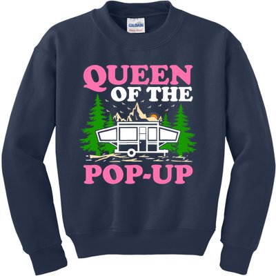 Funny Gift Camping Queen Of The Pop Up Camper Gift Kids Sweatshirt