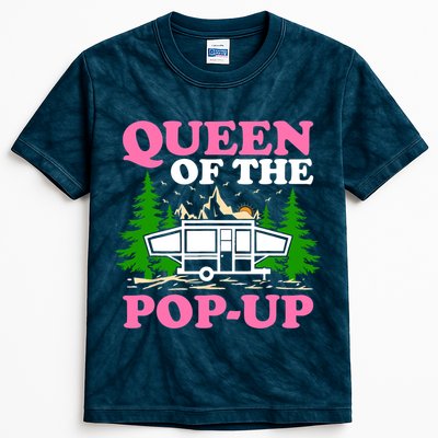 Funny Gift Camping Queen Of The Pop Up Camper Gift Kids Tie-Dye T-Shirt