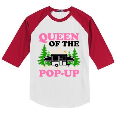 Funny Gift Camping Queen Of The Pop Up Camper Gift Kids Colorblock Raglan Jersey