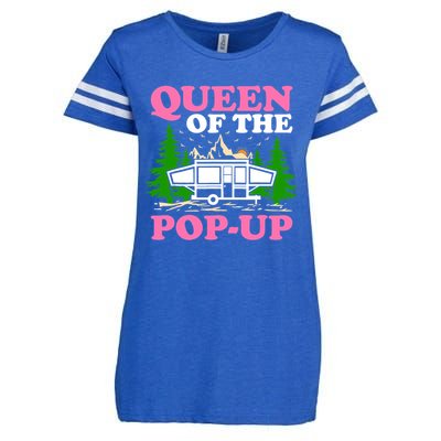 Funny Gift Camping Queen Of The Pop Up Camper Gift Enza Ladies Jersey Football T-Shirt