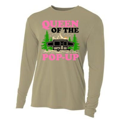 Funny Gift Camping Queen Of The Pop Up Camper Gift Cooling Performance Long Sleeve Crew