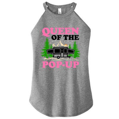 Funny Gift Camping Queen Of The Pop Up Camper Gift Women's Perfect Tri Rocker Tank