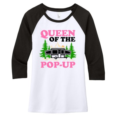 Funny Gift Camping Queen Of The Pop Up Camper Gift Women's Tri-Blend 3/4-Sleeve Raglan Shirt