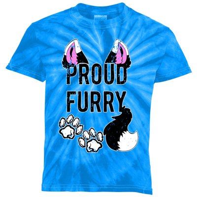 Furry Gift Cool Gift Proud Furry Tail And Ears Sweater Gift Kids Tie-Dye T-Shirt