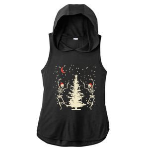 Funny Goth Christmas Dancing Skeletons Cute Gift Ladies PosiCharge Tri-Blend Wicking Draft Hoodie Tank