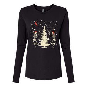 Funny Goth Christmas Dancing Skeletons Cute Gift Womens Cotton Relaxed Long Sleeve T-Shirt