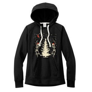 Funny Goth Christmas Dancing Skeletons Cute Gift Women's Fleece Hoodie