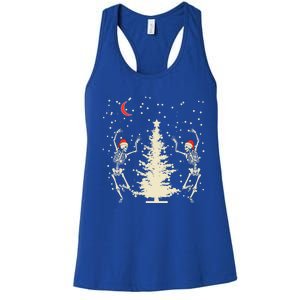 Funny Goth Christmas Dancing Skeletons Cute Gift Women's Racerback Tank