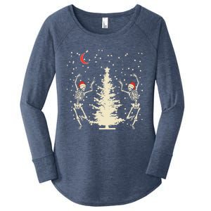 Funny Goth Christmas Dancing Skeletons Cute Gift Women's Perfect Tri Tunic Long Sleeve Shirt