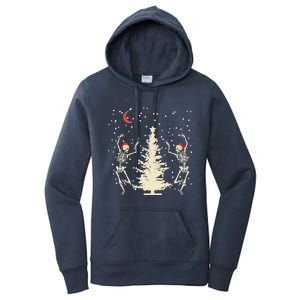 Funny Goth Christmas Dancing Skeletons Cute Gift Women's Pullover Hoodie