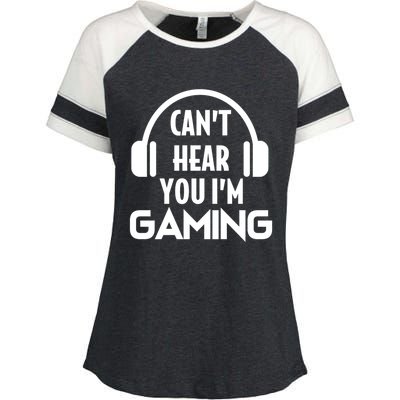 Funny Gaming Can't Hear You I'm Gaming Headset Gamer Gift Enza Ladies Jersey Colorblock Tee