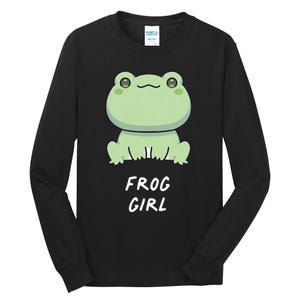 Frog Girl Cute Kawaii Anime Aesthetic Family Ambhibian Lover Tall Long Sleeve T-Shirt