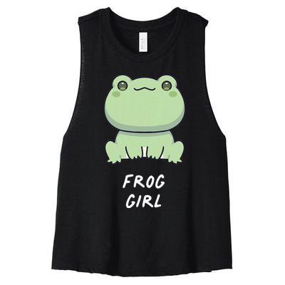 Frog Girl Cute Kawaii Anime Aesthetic Family Ambhibian Lover Women's Racerback Cropped Tank