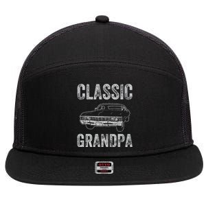 Funny Grandpa Classic Car Graphic Grandpas With Classic Cars 7 Panel Mesh Trucker Snapback Hat