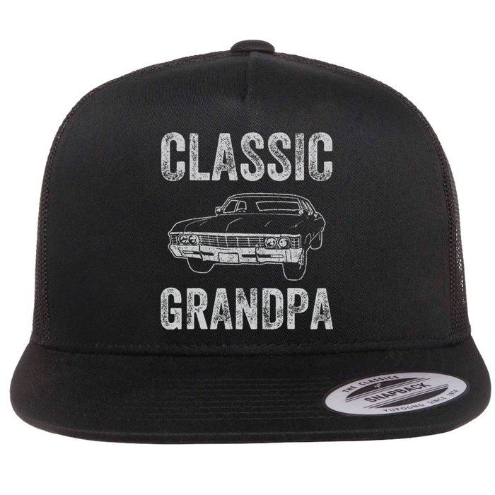 Funny Grandpa Classic Car Graphic Grandpas With Classic Cars Flat Bill Trucker Hat