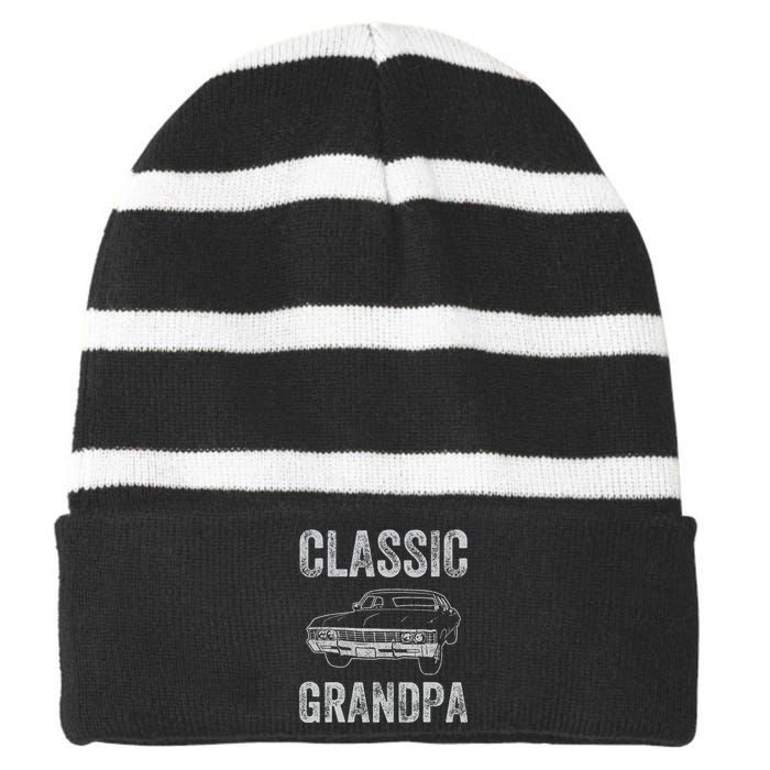 Funny Grandpa Classic Car Graphic Grandpas With Classic Cars Striped Beanie with Solid Band