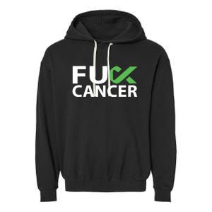 Fuck Gallbladder Cancer F U Fu Green Ribbon Cancer Awareness Gift Garment-Dyed Fleece Hoodie