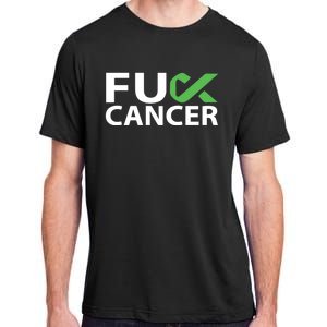 Fuck Gallbladder Cancer F U Fu Green Ribbon Cancer Awareness Gift Adult ChromaSoft Performance T-Shirt