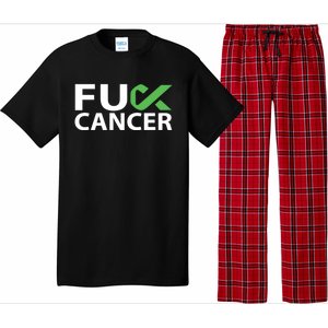 Fuck Gallbladder Cancer F U Fu Green Ribbon Cancer Awareness Gift Pajama Set