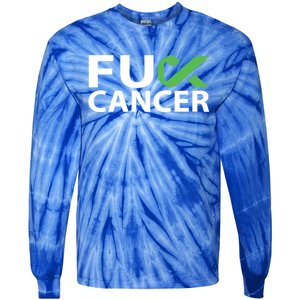 Fuck Gallbladder Cancer F U Fu Green Ribbon Cancer Awareness Gift Tie-Dye Long Sleeve Shirt