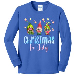 Funny Gnomes Christmas In July Watermelon Christmas In July Cool Gift Kids Long Sleeve Shirt