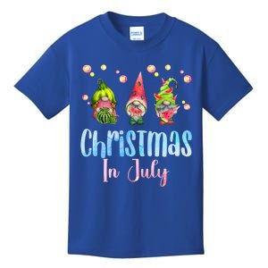 Funny Gnomes Christmas In July Watermelon Christmas In July Cool Gift Kids T-Shirt