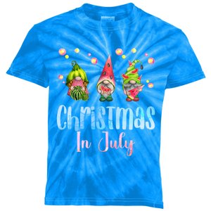 Funny Gnomes Christmas In July Watermelon Christmas In July Cool Gift Kids Tie-Dye T-Shirt