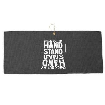 Funny Gymnastics Check Out My Handstand Acrobat Large Microfiber Waffle Golf Towel