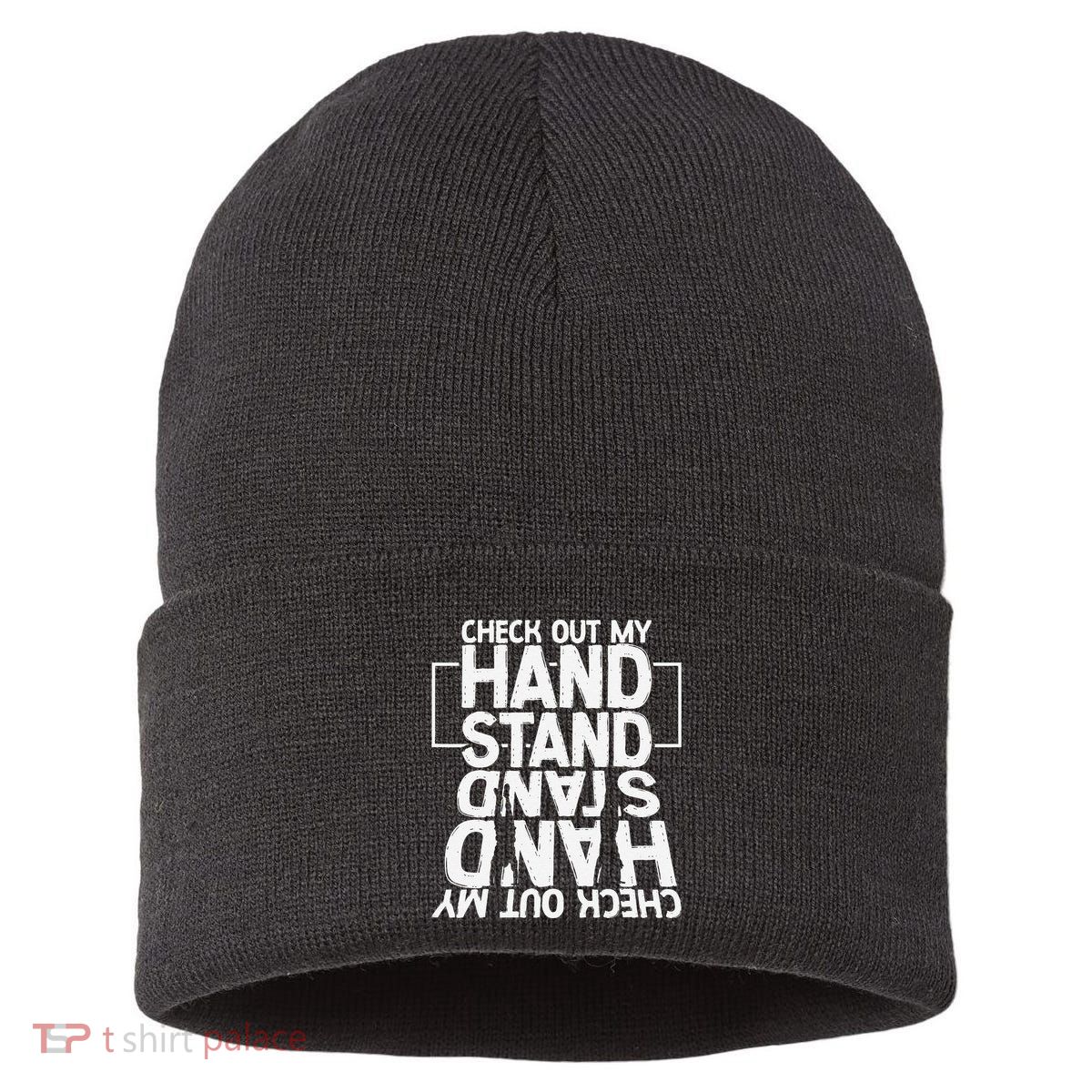 Funny Gymnastics Check Out My Handstand Acrobat Sustainable Knit Beanie
