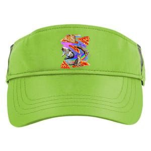 Funny Galaxy Cat In Space Cat Riding Pizza Gift Adult Drive Performance Visor