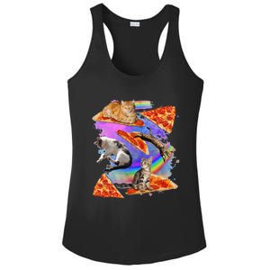 Funny Galaxy Cat In Space Cat Riding Pizza Gift Ladies PosiCharge Competitor Racerback Tank